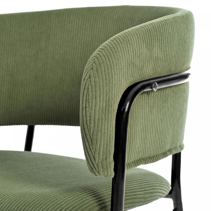 Ethan Set of 6 Modern Corduroy Upholstery Side Chair with Angled Legs and Adjustable Feet,Green Dining Chair
