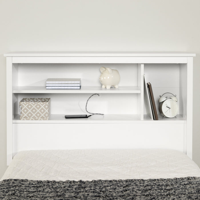Vito Bookcase Headboard With Storage - Pure White 