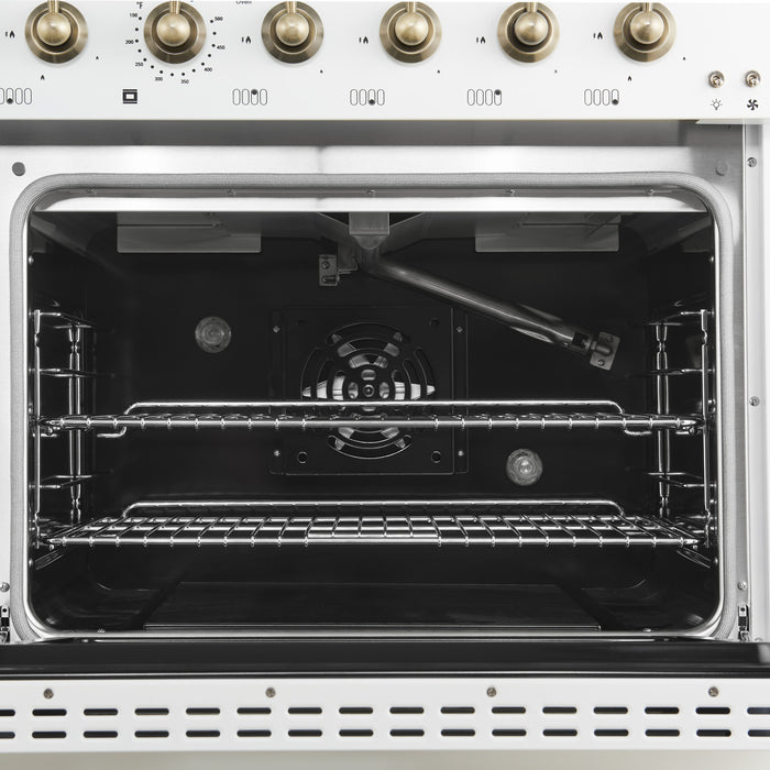 Forno Antico 48\" Gas Range, White, Double Ovens, -FFSGS6219-48WHT