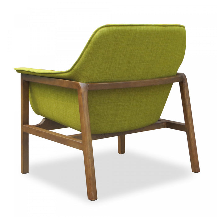 Miller Mid-Century Modern Linen Weave Accent Armchair in Green - Set of 2