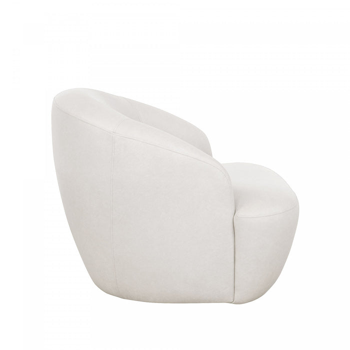 Lukas Contemporary Modern Upholstered Swivel Accent Chair in Cream
