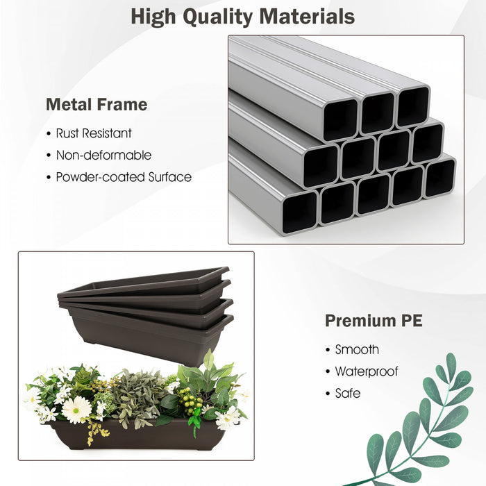 Costway 4 Ft 4-tier Vertical Raised Garden Bed Elevated Planter Box W/4 Container Boxes