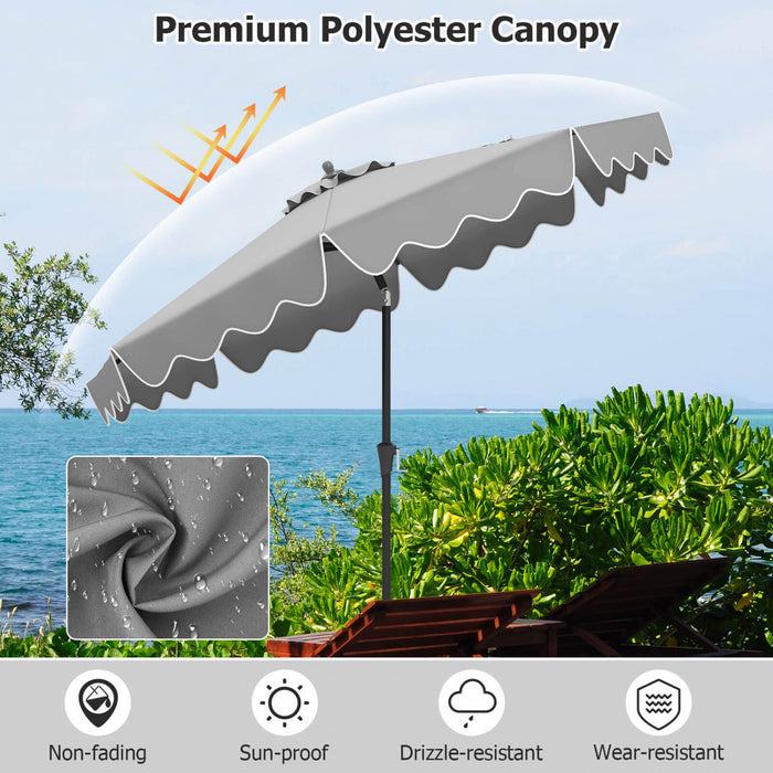 Costway 9 FT Patio Umbrella 2-Tier Market Table Umbrella with Sun-Protective Canopy Gray