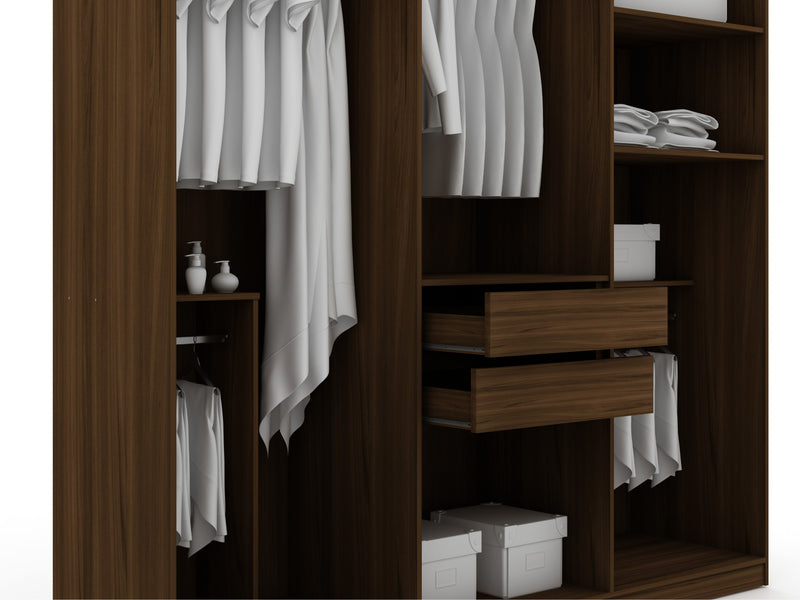 Gramercy Contemporary Modern 82\" Wardrobe Closet in Chestnut Brown