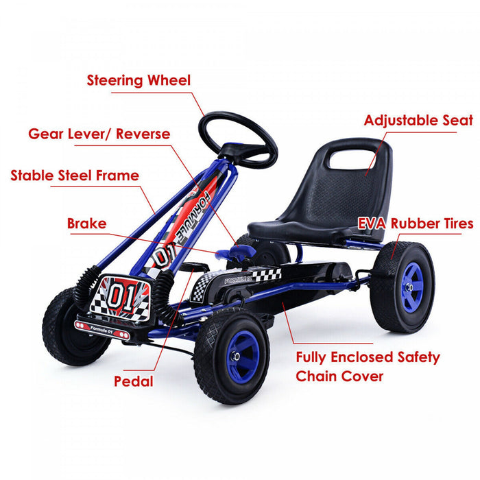 Costway 4 Wheels Kids Ride On Pedal Powered Bike Go Kart Racer Car Outdoor Play Toy