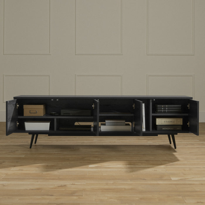 Oxford 71\" TV Stand with Doors - Black Oak & Dark Grey