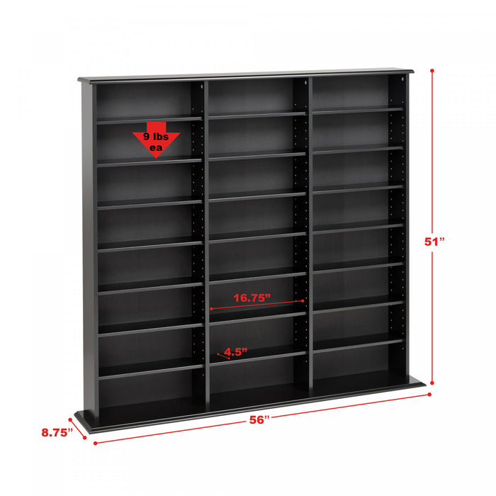 Slim Multimedia Storage Tower - Black