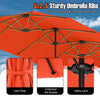 Costway 15.5 FT Extra-Large Patio Umbrella with LED Solar Lights & 12 Heavy-Duty Ribs Orange