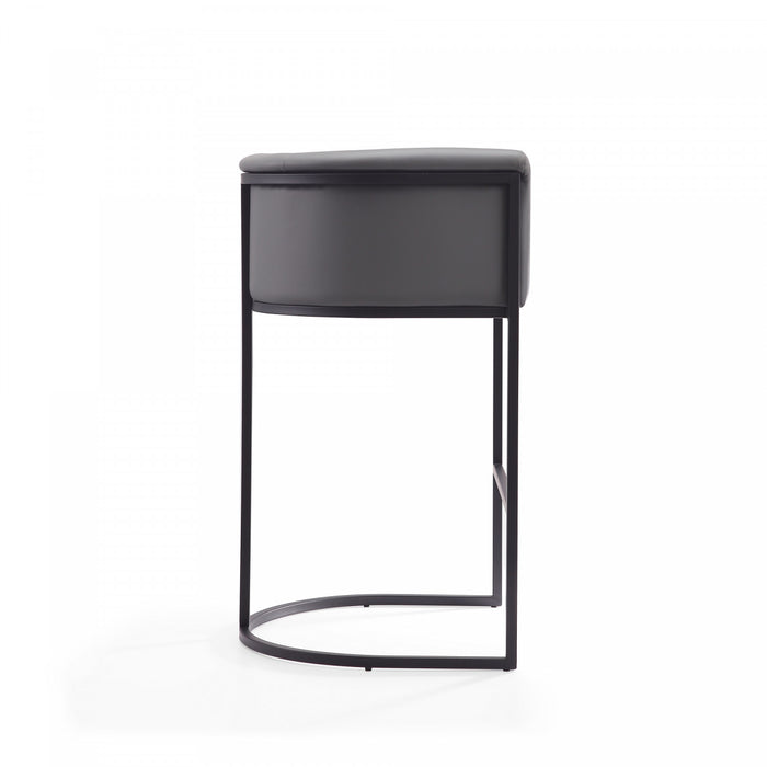 Cosmopolitan Mid-Century Modern Metal Upholstered Barstool in Gray - Set of 2 Bar Stool