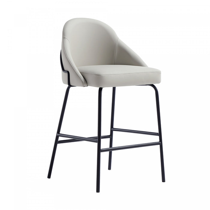 Gracie Modern Metal Upholstered Counter Stool in Stone Gray and Black Armoire