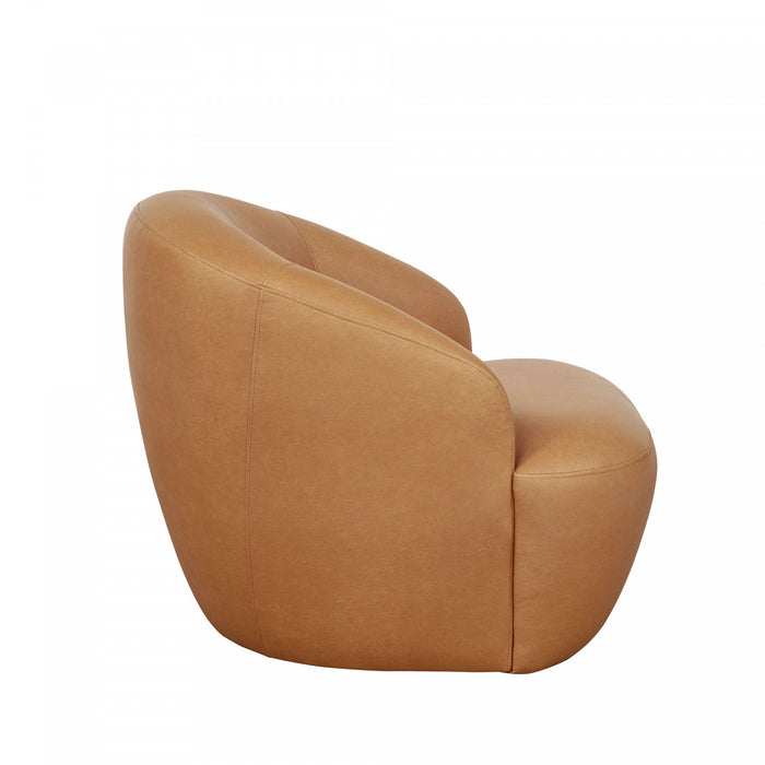 Lukas Contemporary Modern Upholstered Swivel Accent Chair in Camel