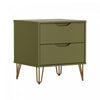 Avira Mid-Century Modern 20" Nightstand in Olive Green (2-Drawer) | Table de nuit Avira Mid-Century Modern 20" en vert olive (2 tiroirs)