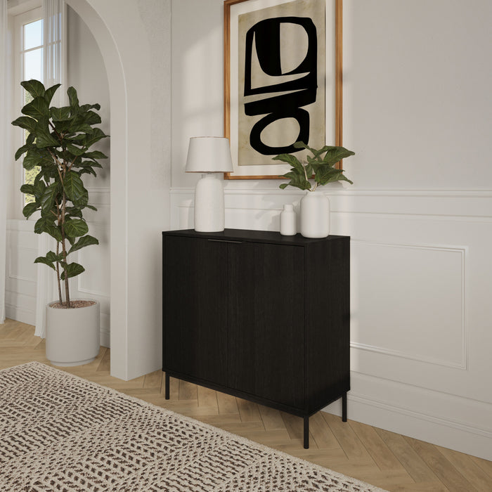 Nordika Slim 2-Door Storage Cabinet - Black