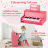 Costway 25 Keys Digital Piano with Music Stand Stool Lighted Keys Teaching Mode for 3+ Kids Pink