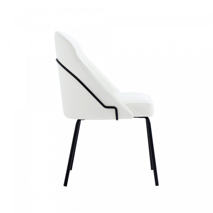 Gracie Modern Vegan Leather Metal Dining Chair in White and Black - Set of 2