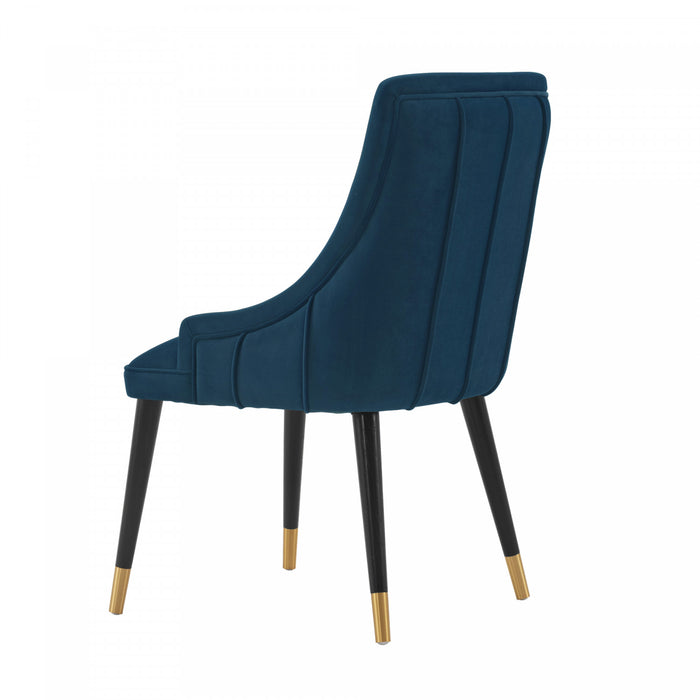 Eda Modern Wood Upholstered Dining Chair in Midnight Blue - Set of 2