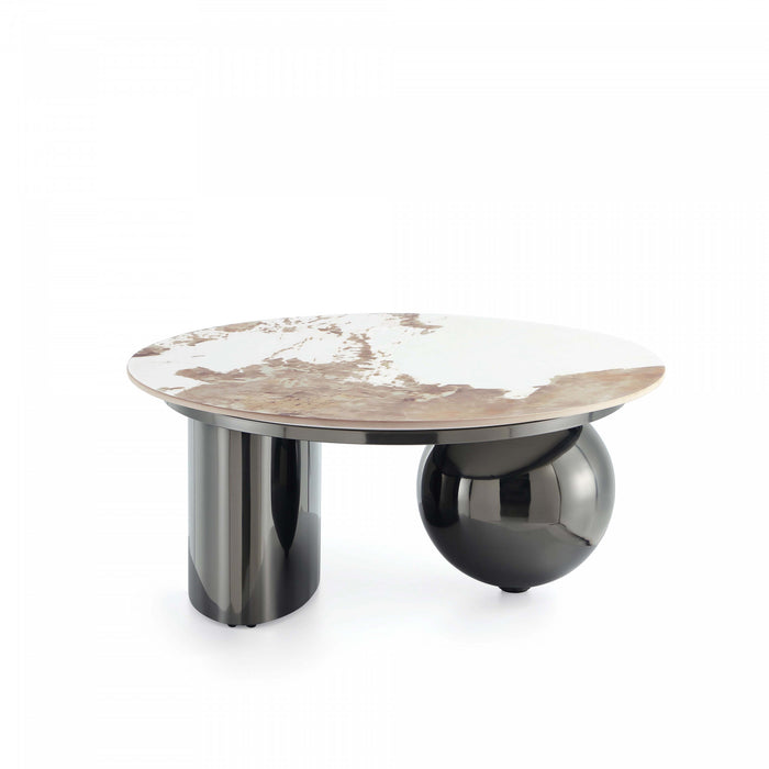 Laurel Modern Glam Sintered Stone Top Coffee Table in Black