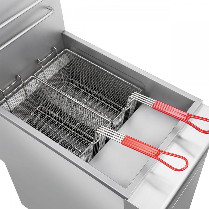 FORNO Commerciale Propane Gas Deep Fryer, 3 Burners 90,000 BTU, 40 lbs Oil Capacity - FCMGF0016