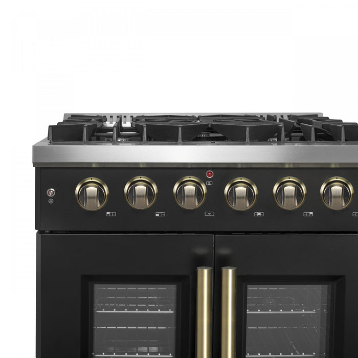 Forno Galiano 30\" Black Gas Range, 4.32 cu.ft- FFSGS6444-30BLK