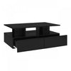 Lucas LED Coffee Table with Storage Drawers and Open Shelves,Black | Lucas table basse LED – table basse avec tiroirs de rangement et etageres ouvertes, noir