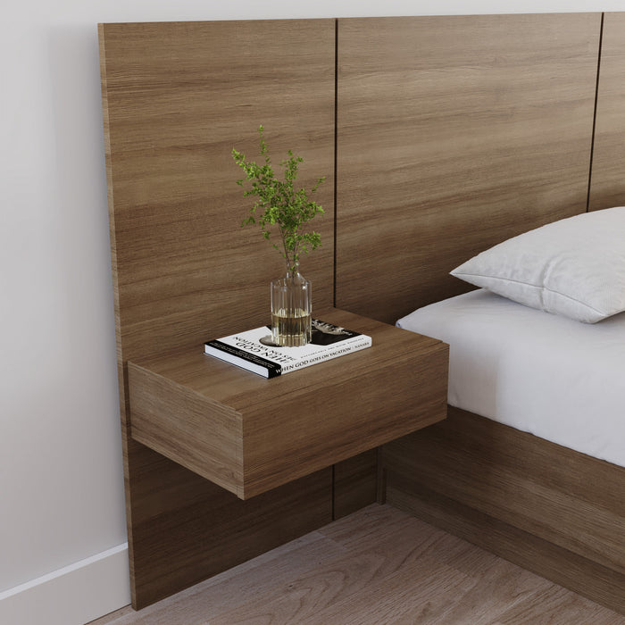 Nordika Milano Floating Nightstand Extension Panel Set Of 2 - Brown Oak