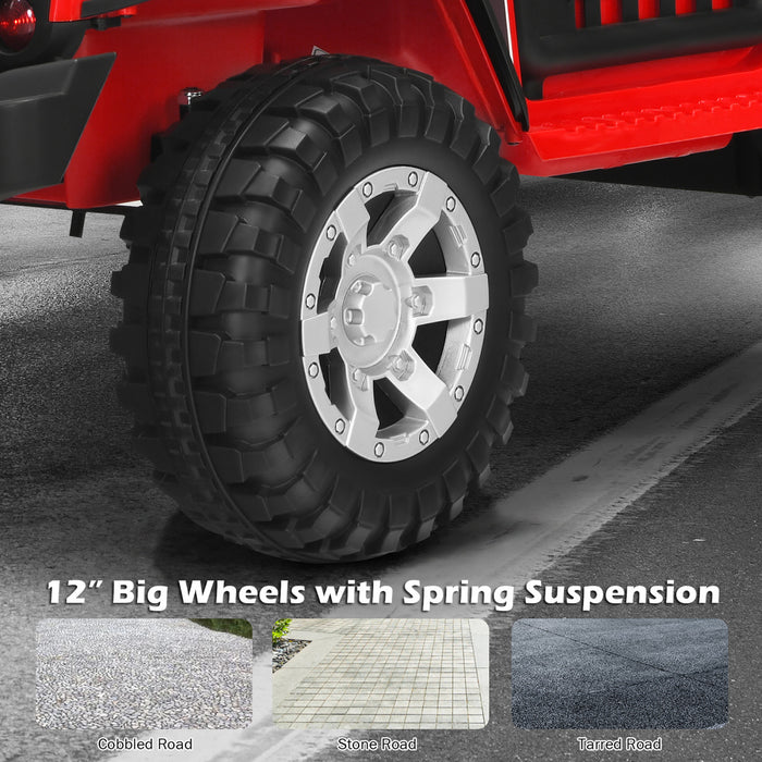 Costway 12v Kids Ride On Truck Remote Control Electric Car W/lights&music Red