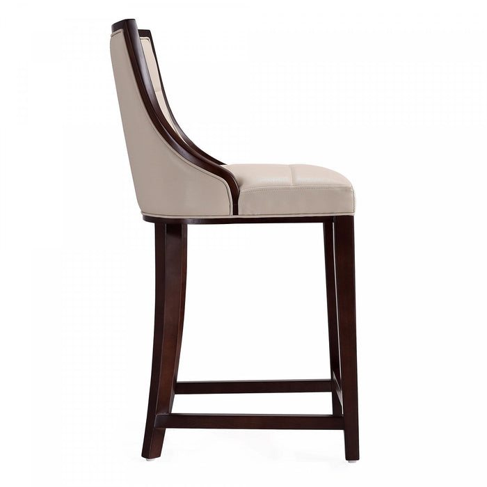 Fifth Avenue Traditional Wood Upholstered Counter Stool in Cream - Set of 2