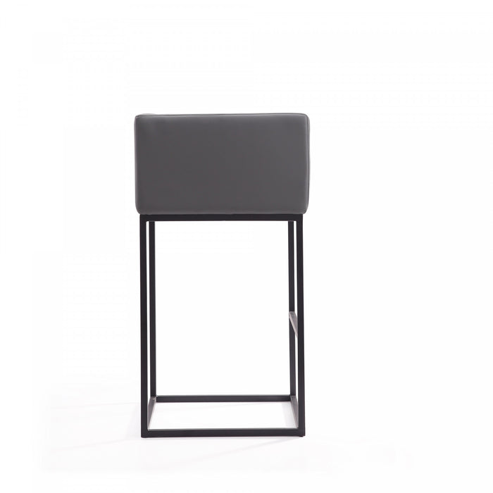 Embassy Mid-Century Modern Metal Upholstered Barstool in Gray - Set of 3