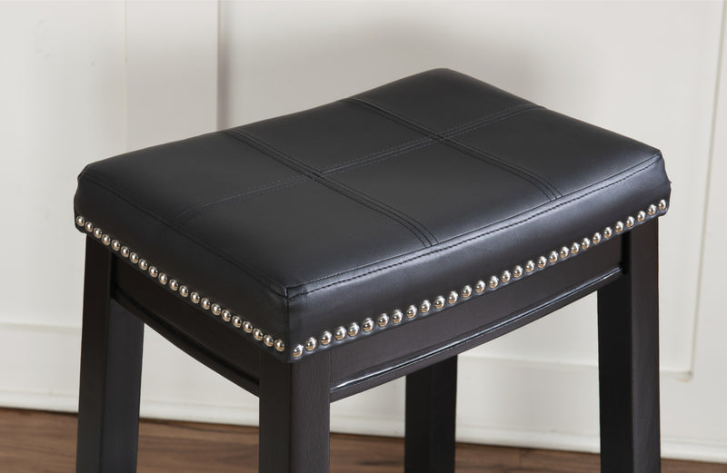 Claridge Faux Leather Black Backless Counter-Height Stool - Set of 2