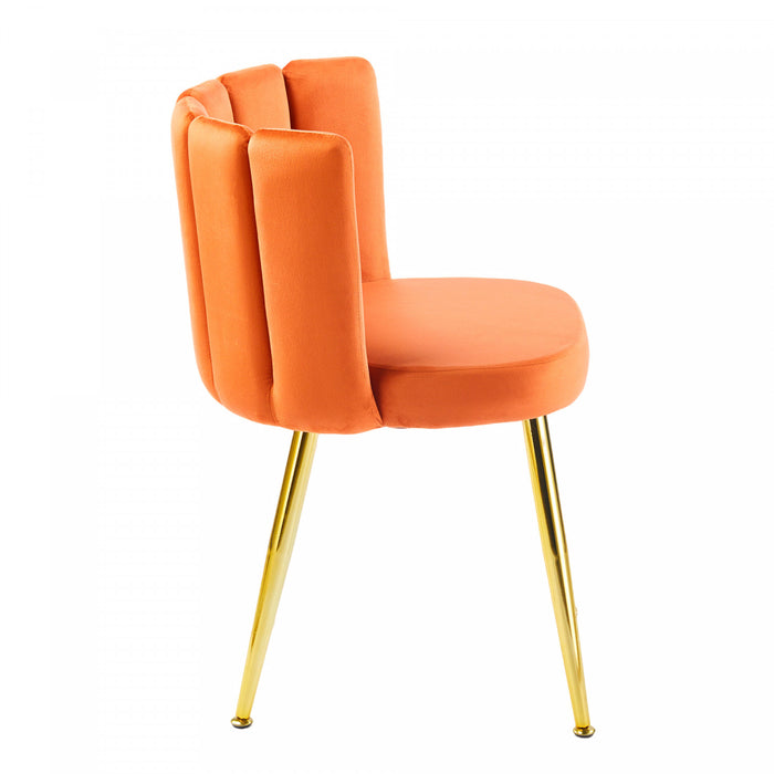 Aiden 5-Piece Dining Set with Glass Table and Velvet Chairs,Orange Dining Room Set