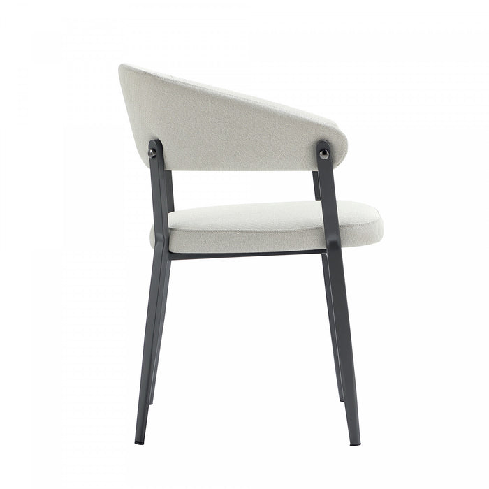 Belle Modern Metal Upholstered Dining Chair in Oatmeal - Set of 2