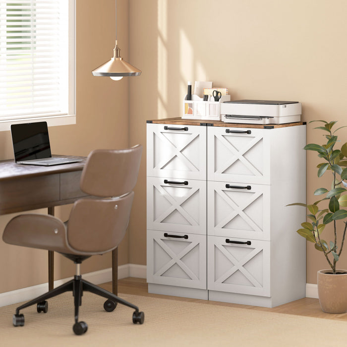 HOMCOM 3 Drawer File Cabinet, Filing Cabinet Fits Letter/A4 Size, White