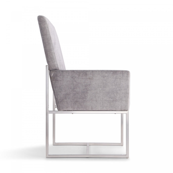 Element Modern Velvet Metal Dining Chair in Gray - Set of 2