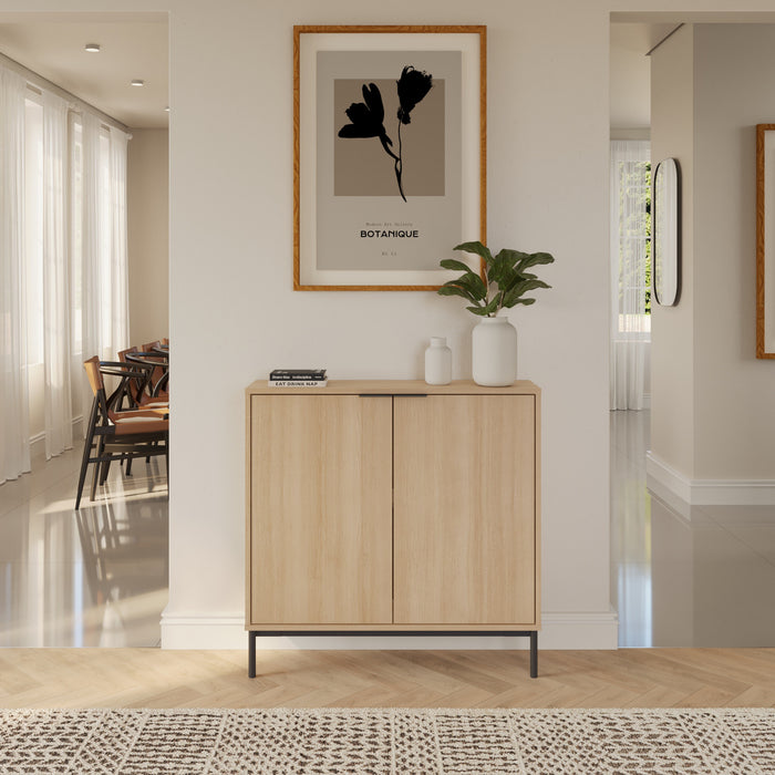 Nordika Slim 2-Door Storage Console Accent Cabinet - Natural Blonde Oak