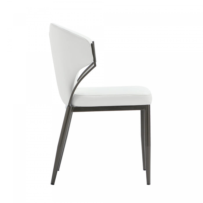Kirsten Modern Vegan Leather Metal Dining Chair in White - Set of 4