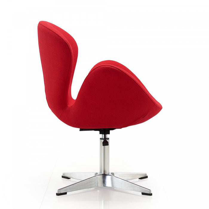 Raspberry Modern Upholstered Swivel Lounge Chair in Red - Set of 2 Accent Chair