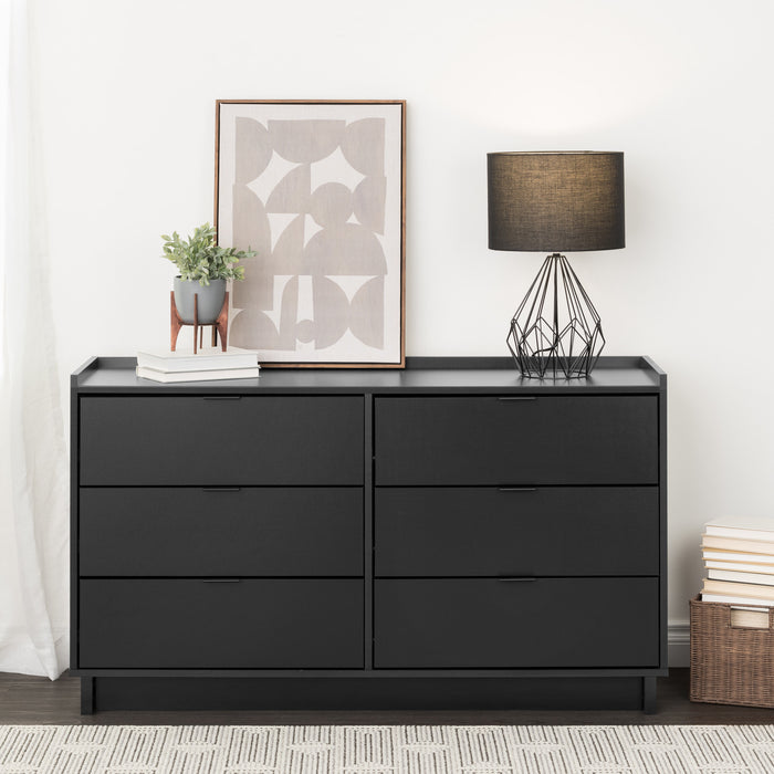 Prepac Simply Modern 52.5\" 6-Drawer Dresser - Black