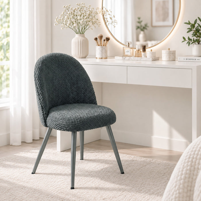 HOMCOM Dining Chairs Set of 2 with Velvet Fabric Upholstery, Dark Grey