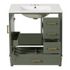 Emerson 30 Inch Bathroom Vanity with Ceramic Sink and Three Drawers, Olive Green | Emerson Meuble de salle de bain 30 pouces avec vasque en ceramique et trois tiroirs, Vert olive