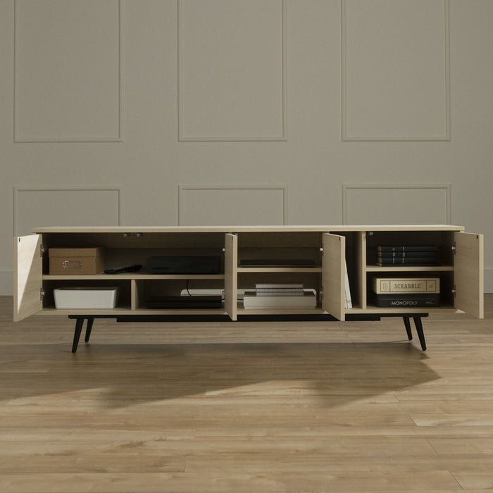 Oxford 71\" TV Stand with Doors - Bleached Oak & Light Beige