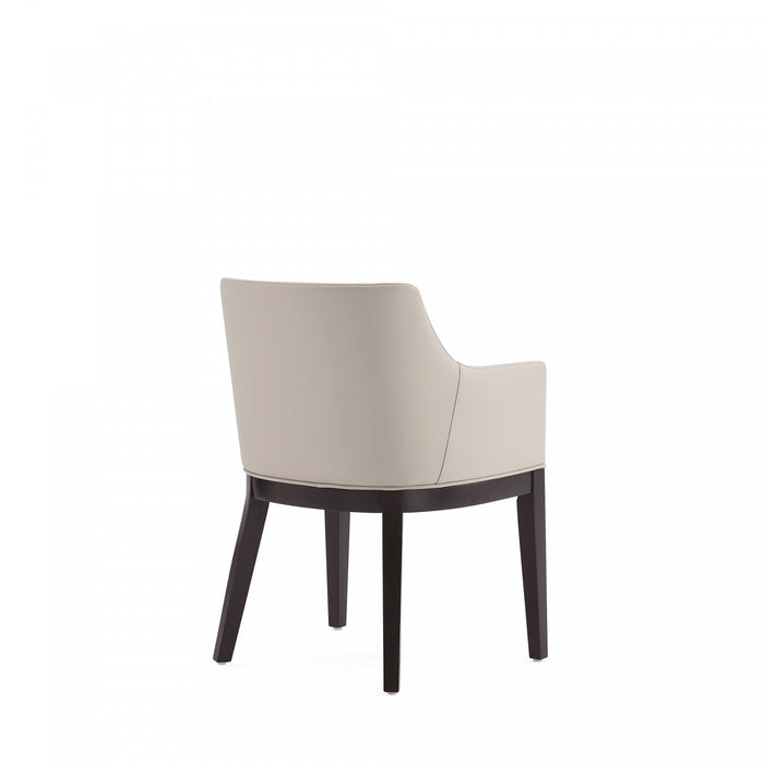 Gansevoort Modern Wood Vegan Leather Armchair in Stone Gray - Set of 2 Dining Chair