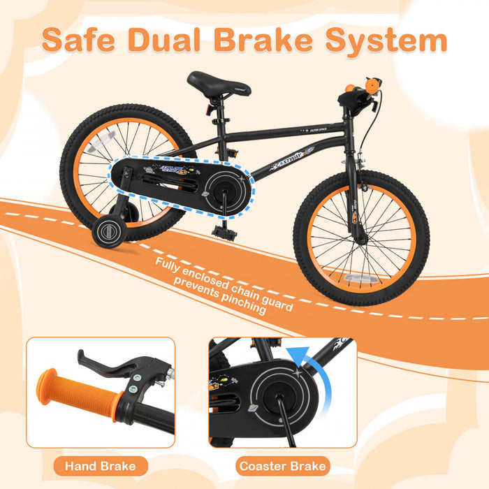 Costway 18-inch Kid's Bike For 4-8 Years Old With Adjustable Saddle & Anti-slip Handlebar Black