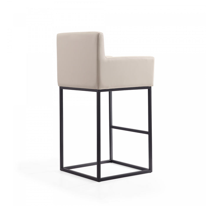 Ambassador Mid-Century Modern Metal Upholstered Barstool in Cream - Set of 2 Bar Stool