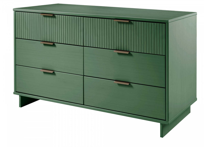 Granville Modern 55\" Dresser in Sage Green (6-Drawer)
