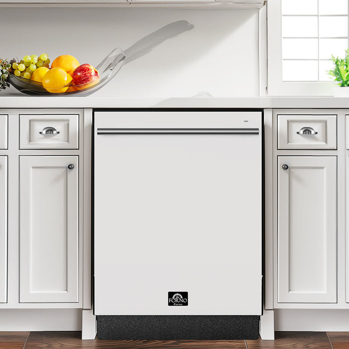 Forno Romano 24 in. Built-In Tall Tub Dishwasher in White, Top Control, 52 dBA - FDWBI8035-24WHT