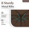 Costway 12 FT Patio Umbrella Outdoor Market Umbrella with Crank Handle 8 Sturdy Ribs Coffee