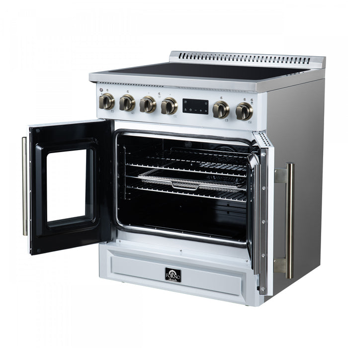 Forno Torino French Door 30 Inch White Induction Range, 4.32 cu.ft. - FFSIN0950-30WHT Electric Range