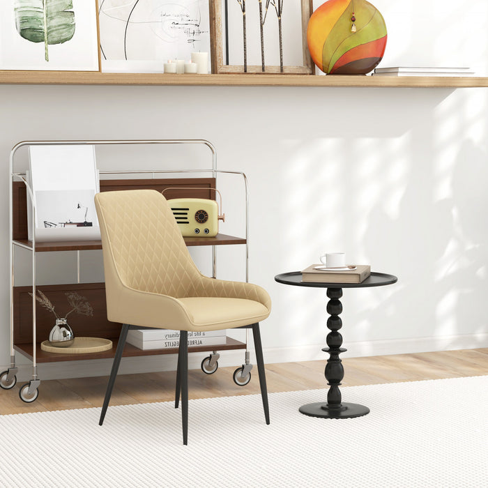 HOMCOM Dining Chairs Set of 2, PU Leather Kitchen Chairs with Steel Legs