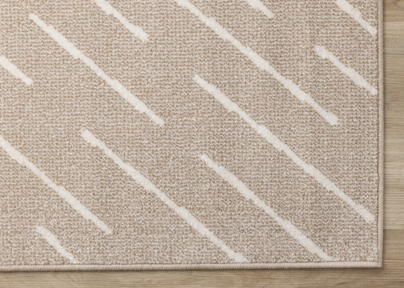 Covington Beige Cream Diagonal Rain Streaks Design Rug, 5'3\" x 7'7\" Indoor Area Rug