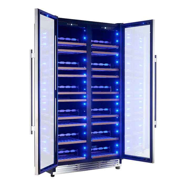 Forno Vernazza 40\"Side-by-Side Dual Zone Wine Cellar, 25.07 cu.ft Capacity, Stainless Steel- FWCDR6642-40S